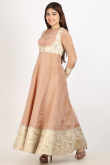 Peach Dori Embroidered Tissue Anarkali Suit
