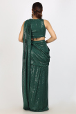 Teal Green Net Sequins Embroidered Heavy Saree 