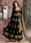 Black Net Wedding Anarkali Suit With Zari Work