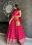 Ruby Pink Georgette Embroidered Flared Style Lehenga 