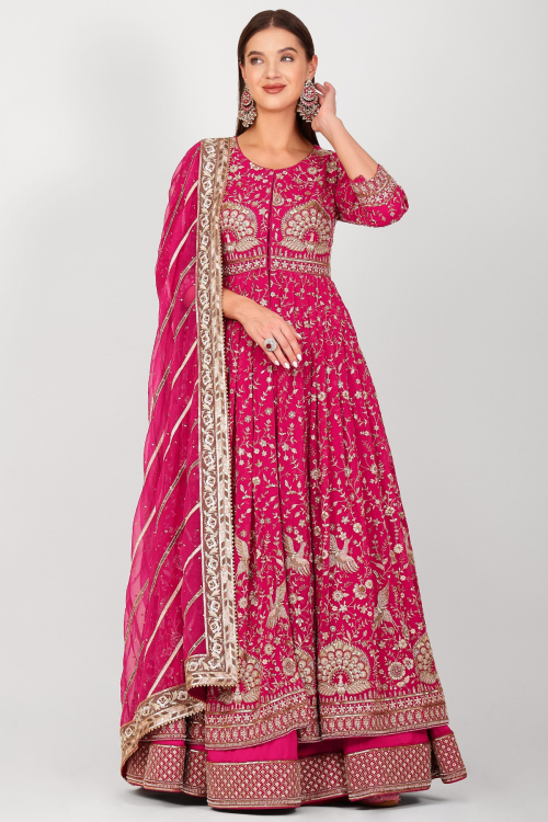 Noor-e-Gulshan Silk Georgette Anarkali Luxe Set 