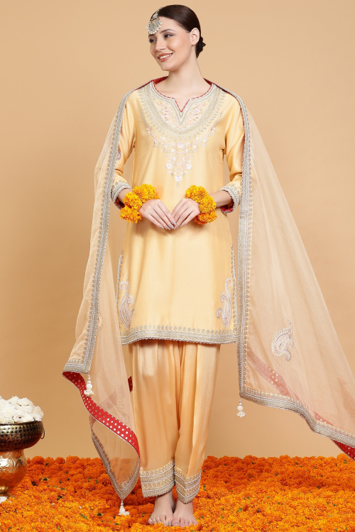 GUSTAKHIYAN – Saffron Glow Embroidered Kurta Set