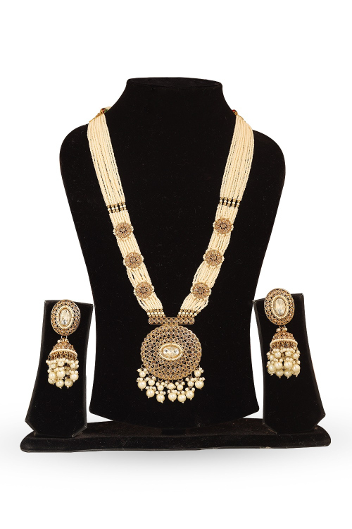 Off White Pearl Rani Haar Necklace Set