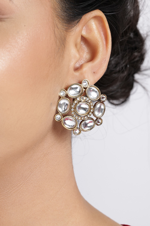 Gold Stone Earrings For Festival