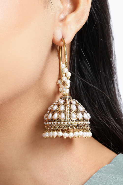 Gold Pearl Earrings For Festival