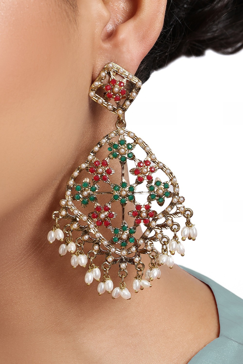 Multi Color Stone Earrings For Weddings