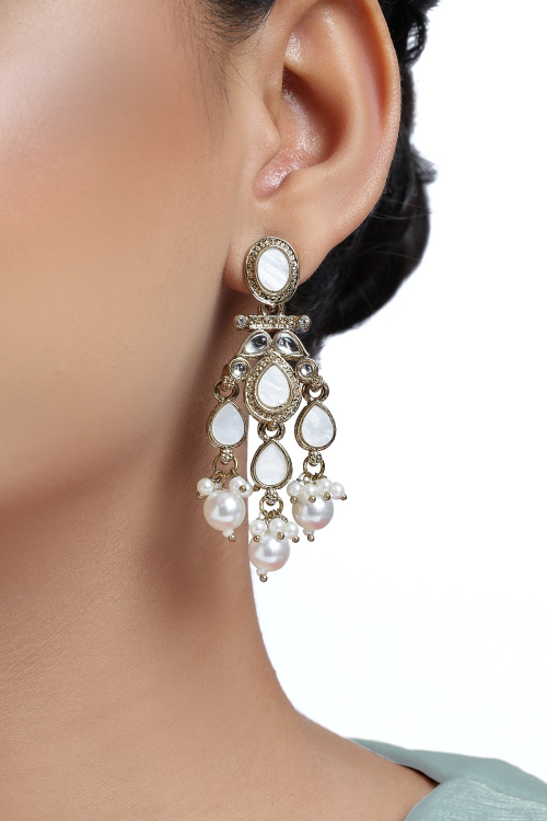 White Gold Plated Earrings For Festival 