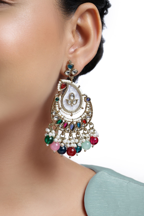 Multi Color Beads Traditional Earrings For Festival