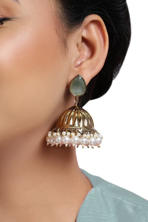 Dusty Green Beads Earrings For Mehndi