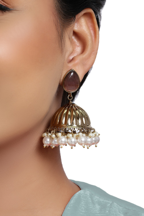 Burgundy Maroon Stone Earrings For Festival 