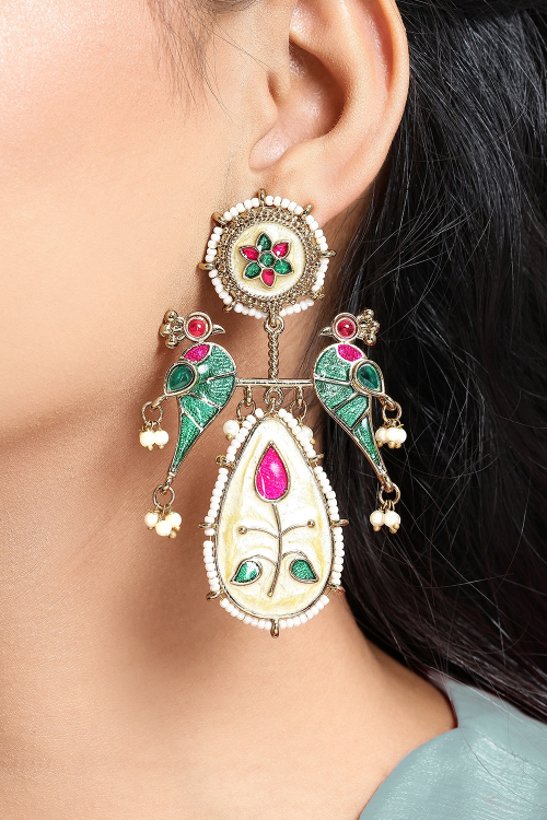 Multi Color Traditional Earrings For Mehndi