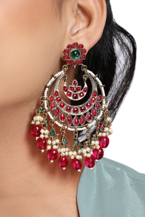 Multi Color Earrings With Gold Plating For Bridesmaid 