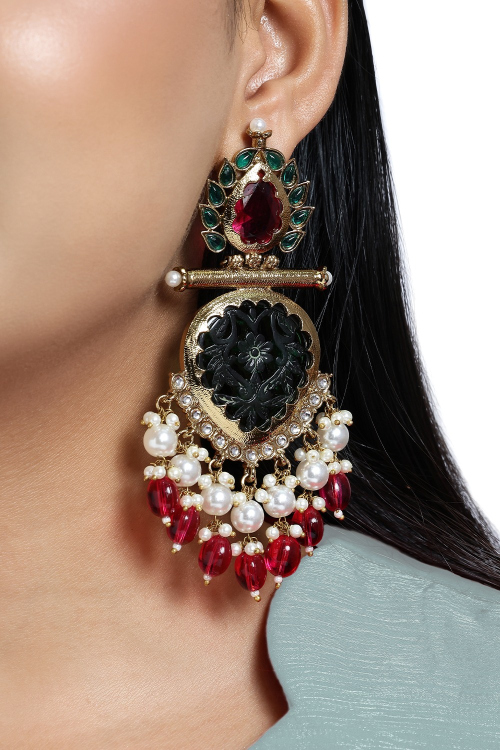 Multi Color Gold Plated Earrings For Weddings