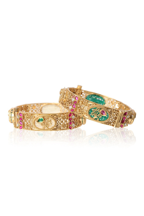 Graceful Multi Color Kada Set with Intricate Stone Detailing