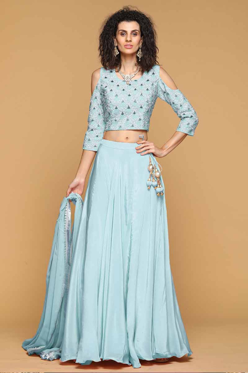 Blue Silk Lehenga Choli