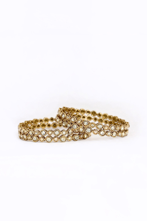 Gold-Plated Stone Studded Traditional Bangles