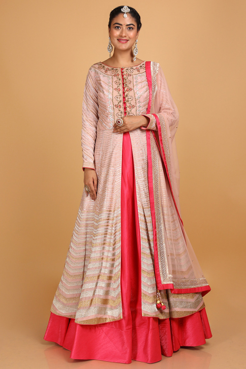 Silk Cerise Pink Wedding Wear Lehenga Choli