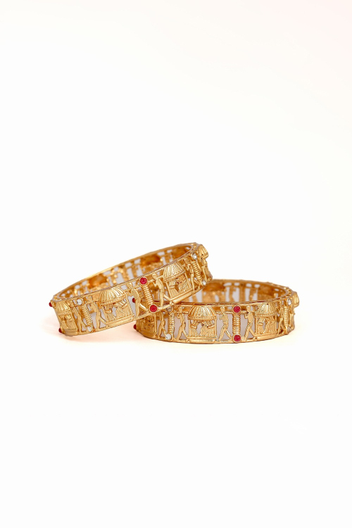 Stone Studded Gold-Plated Traditional Kada