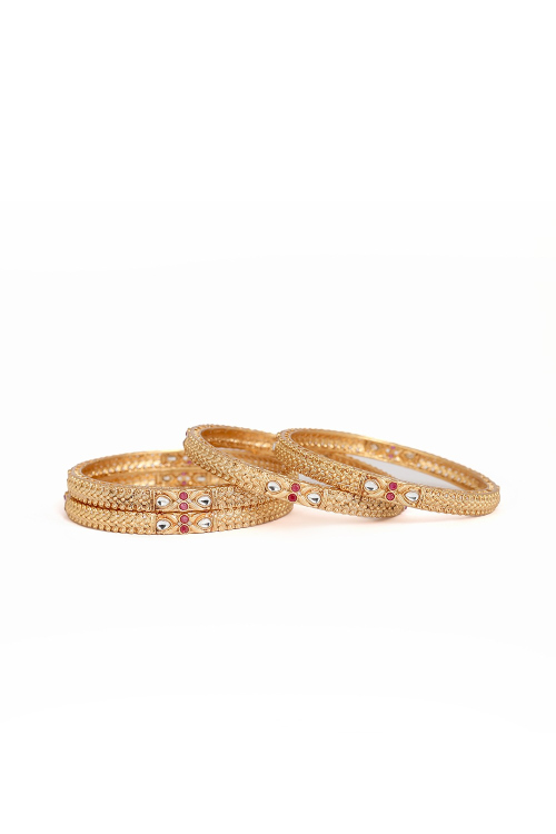 Gold-Plated Stone-Studded Traditional Bangles