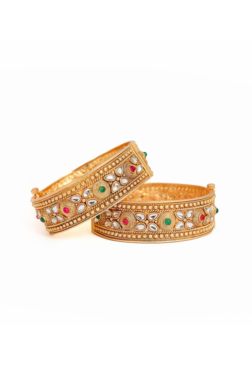 Alloy Gold Plated Kundan Studded Kada
