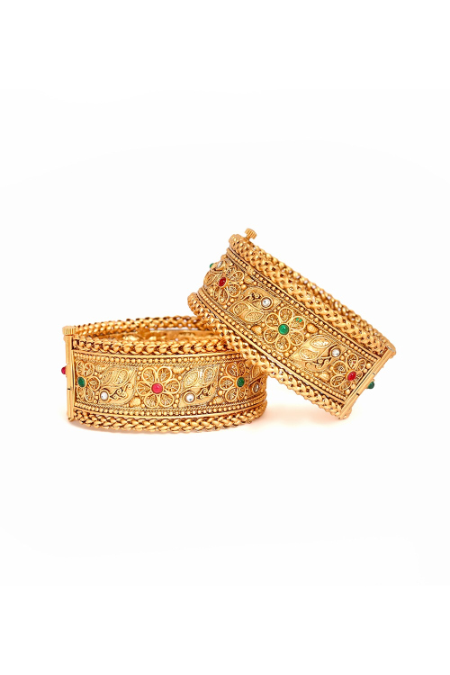 Kundan Studded Alloy Gold plated Kada