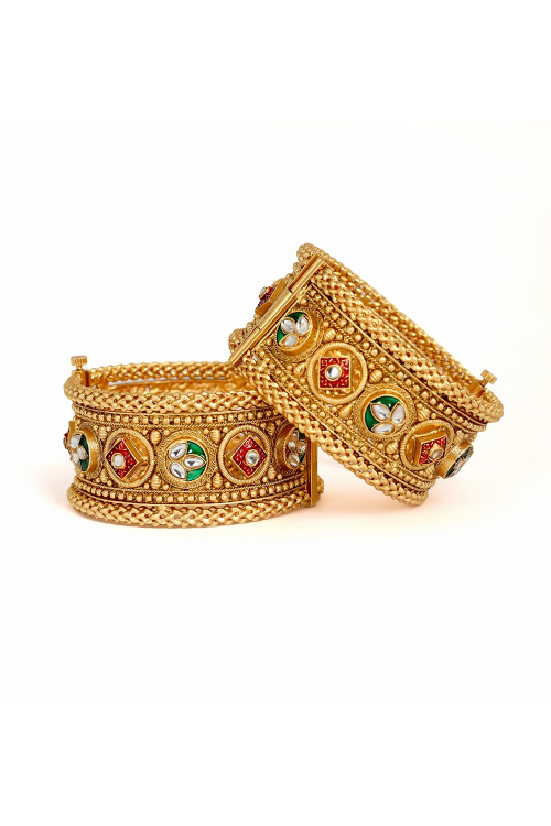 Gold Plated Kundan Studded Traditional kada