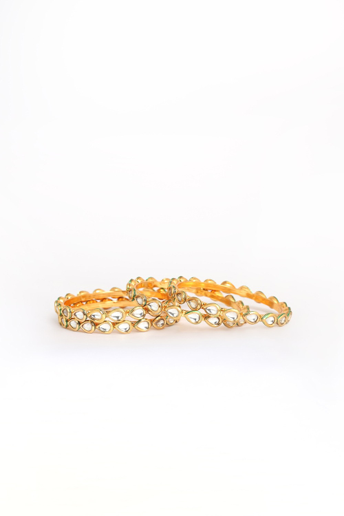 Alloy Gold Plated Kundan Studded Bangles