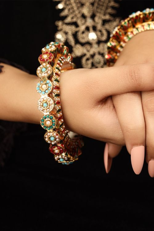 Multi Color Navratan Pacheli Kada For Women