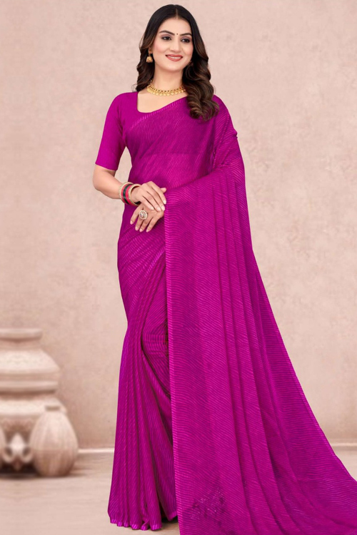 Chiffon Purple Saree with Printed Work for Casual Wear