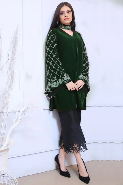 Emerald Green Velvet Straight Cut Trouser Suit