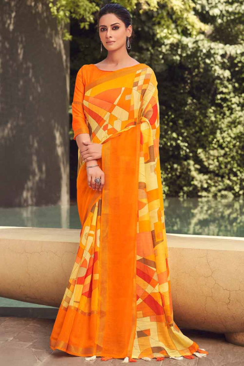 Indian Mustard Yellow Chanderi Saree