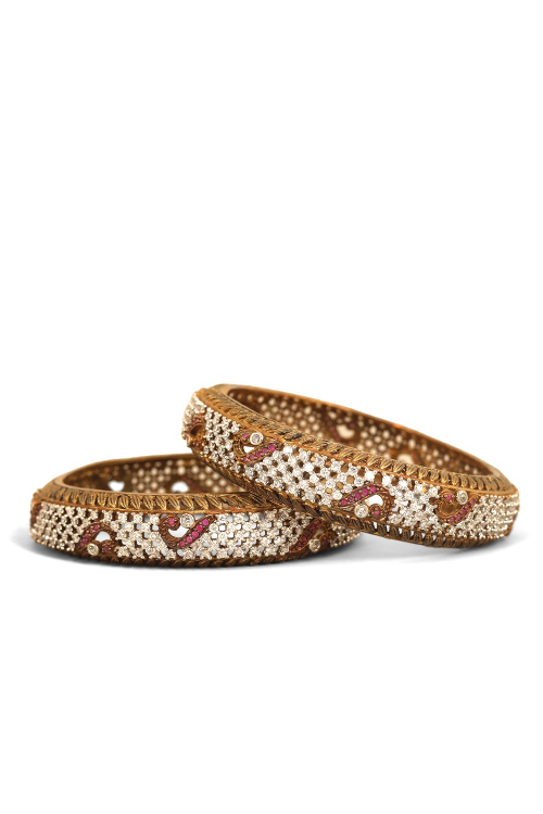 Gold Plated Zirconia Traditional Bangles 