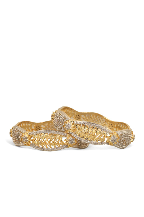 Gold-Plated Zirconia Traditional Bangles