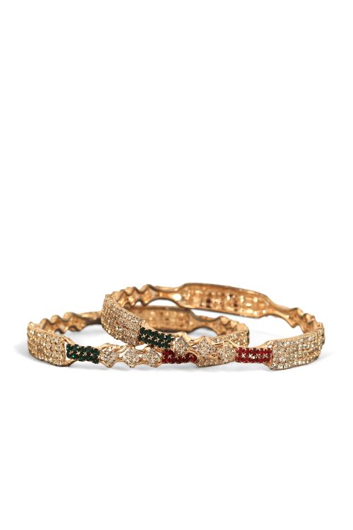 Traditional Brass Bangles in Multicolor with Stone Work
