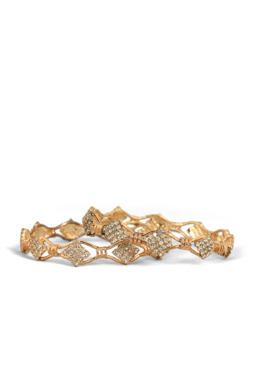 Gold Plated Traditional Bangles with Elegant Stone Detailing