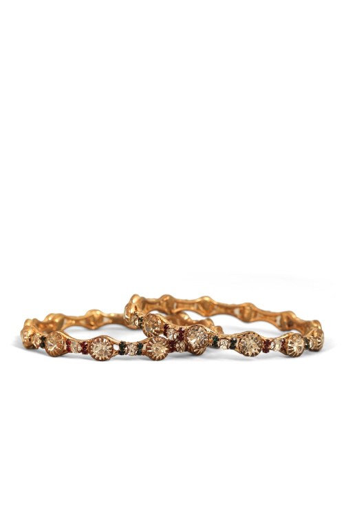 Chic Multicolor Bangles with Gold Tone & Sparkling Stones