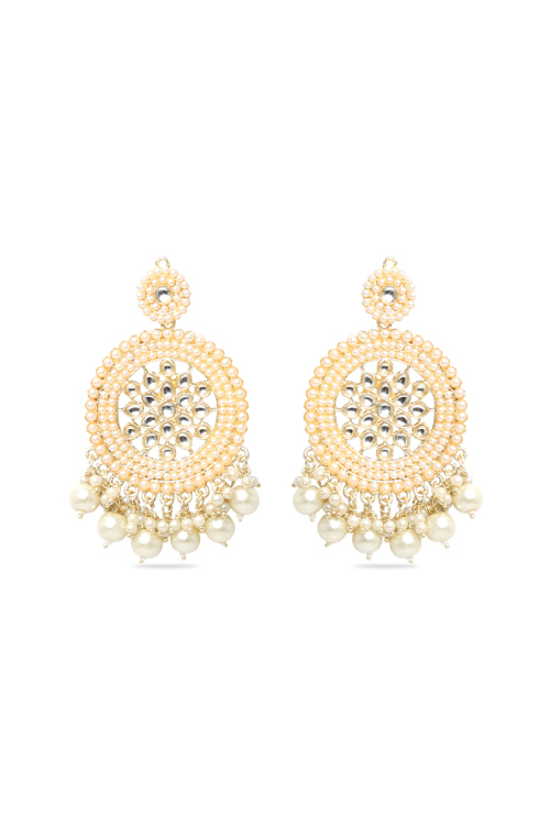 Wedding Kundan Chandbali Earrings with Pearls