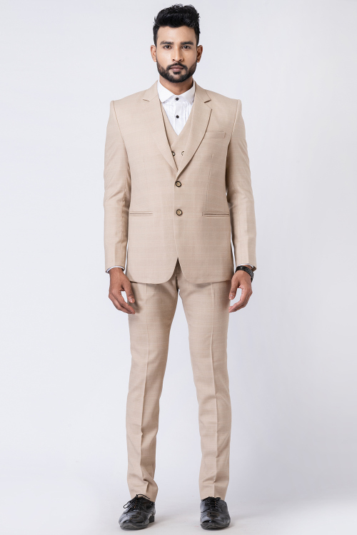 Light Beige Men&#039;s Polyester Tuxedo Suit