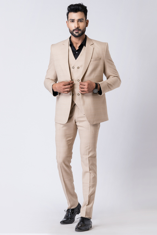 Light Brown Contemporary Men&#039;s Poly Cotton Tuxedo Suit 