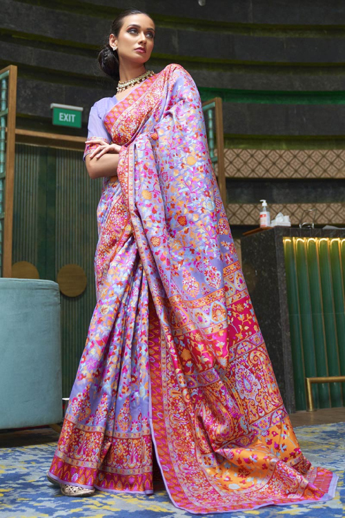 Light Mauve Soft Silk Printed Saree