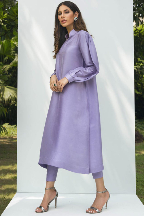 Light Purple Silk Plain Trouser Suit for Wedding & Party