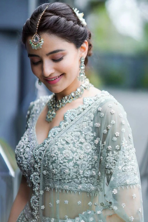 Teal Green Net Embroidered Lehenga for Wedding & Party