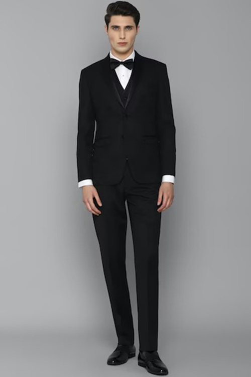 Black Plain Suede Men's Coat Pant