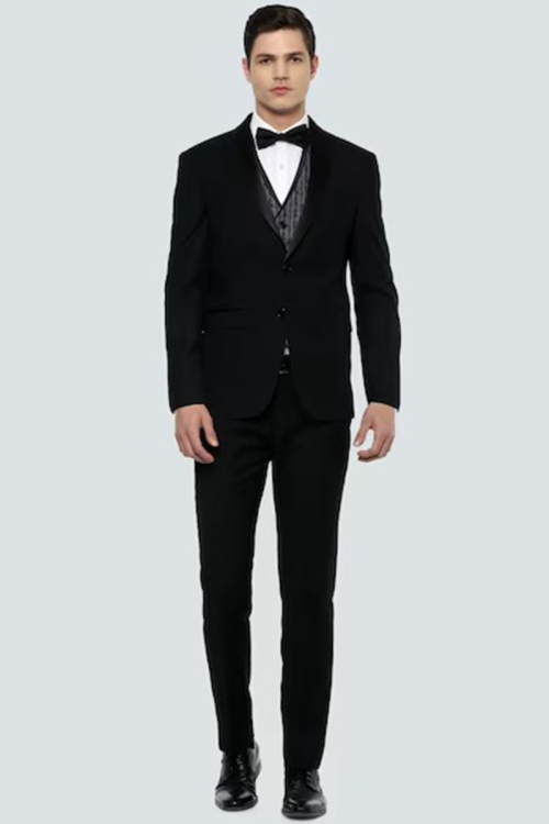 Black Plain Men's Poly Cotton Coat Pant