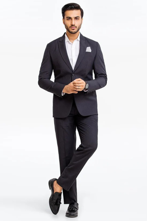 Plain Tweed Men's Charcoal Grey Coat Pant