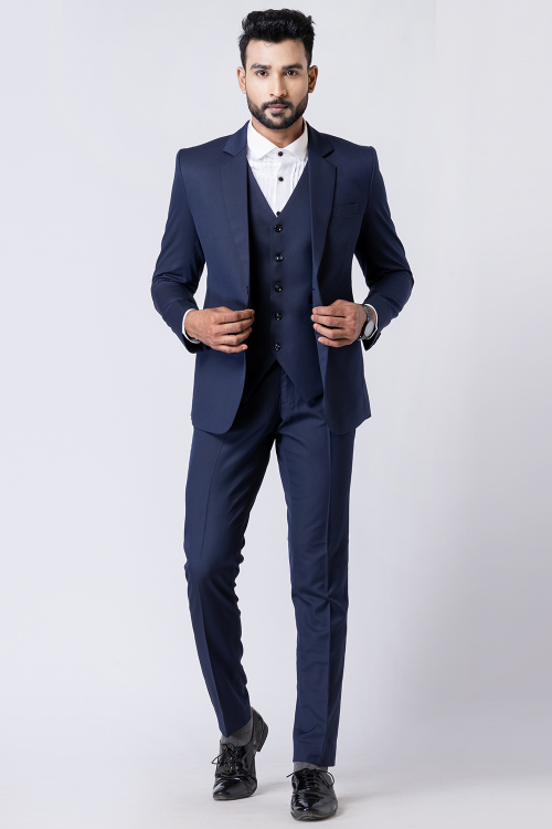 Navy Blue Men&#039;s Polyester Tuxedo Suit