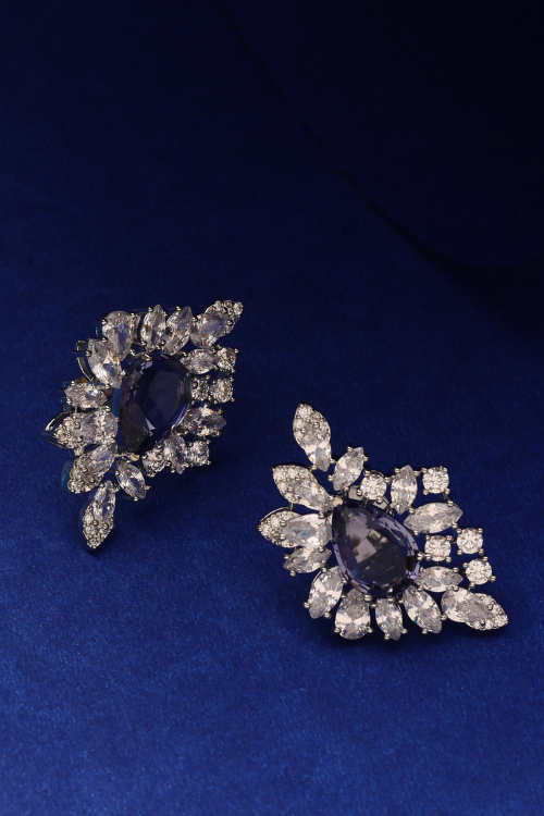 Opulent Lilac Purple Sapphire Crystal Earrings