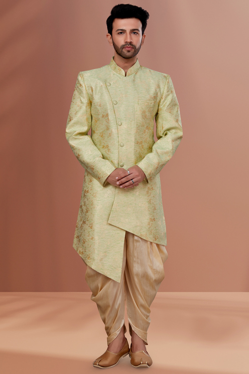 Pistachio Green Art Silk Men's Sherwani