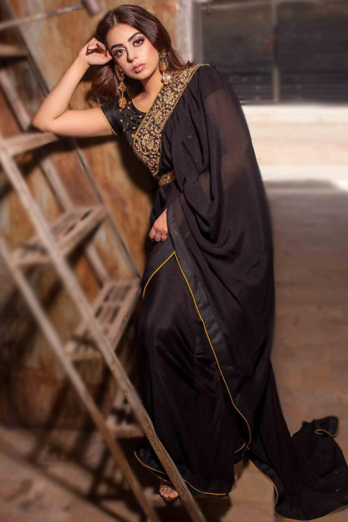 Black Silk Party Wear Light Weight Saree