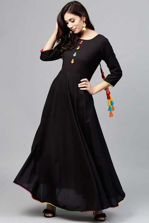 Rayon Anarkali Style Black Kurti